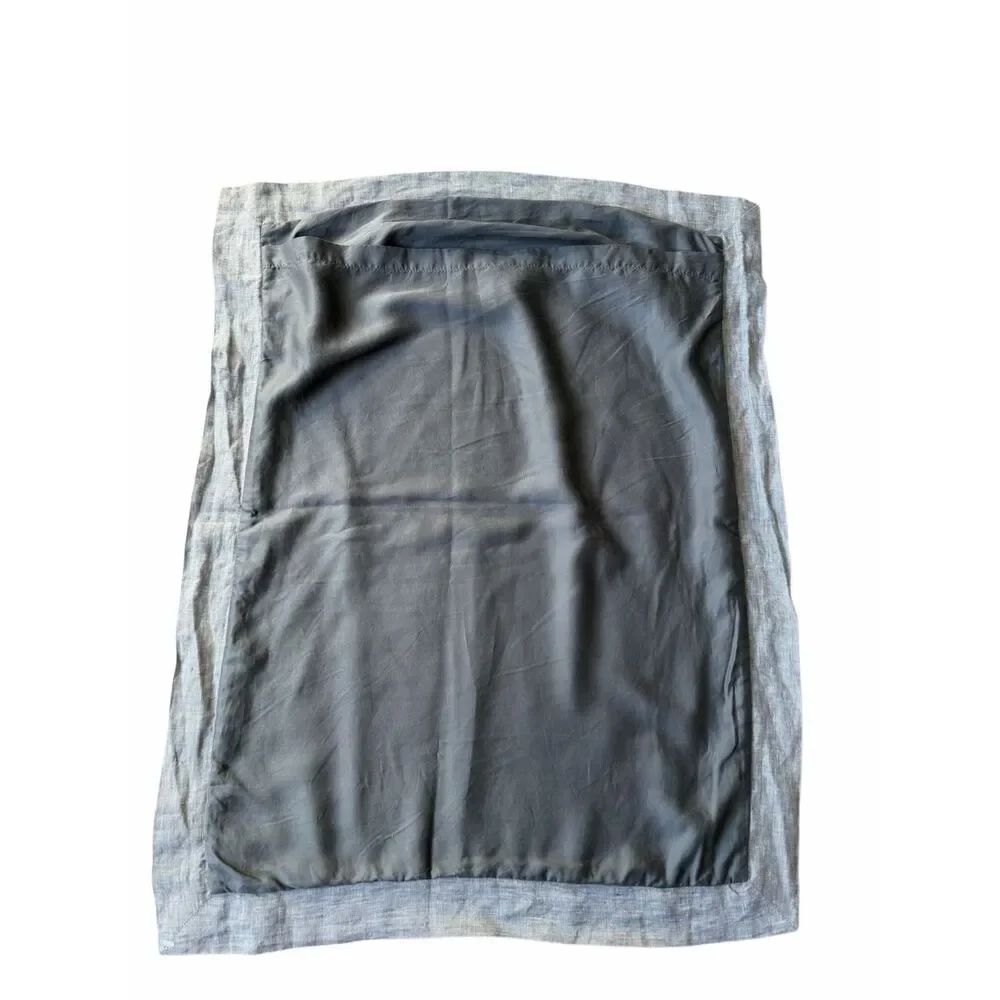 Pottery Barn Set of 2 Standard Pillowcases Sham Gray Mist Linen Tencel Lyocell